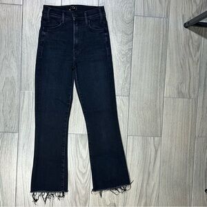 MOTHER Black THE HUSTLER ANKLE FRAY High-Rise High Waist Stretch Jeans 24